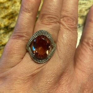 Gorgeous 12.96CT Oval Cut Alexandrite 925 Ring with White Sapphire’s Size 9